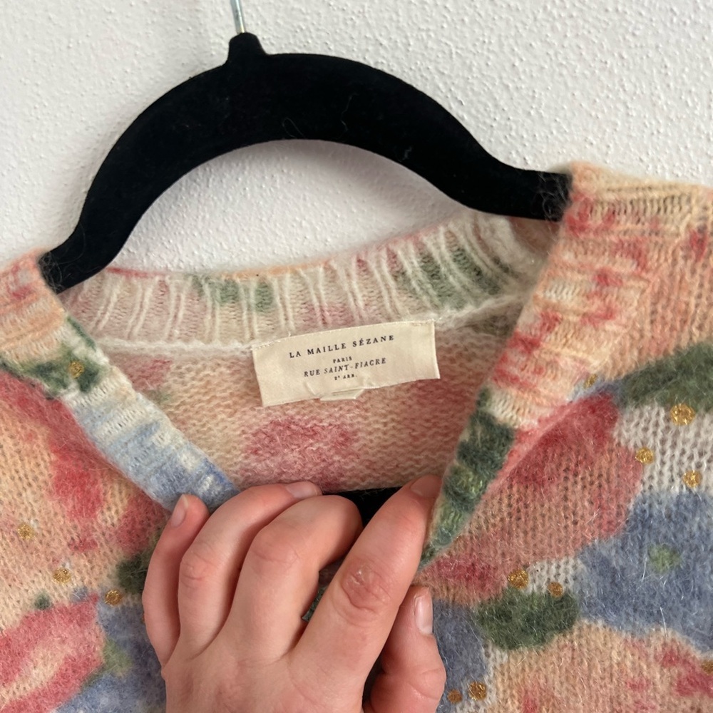 Sezane Mallory Sweater with Printed Flowers, size XXS - Picture 6 of 6